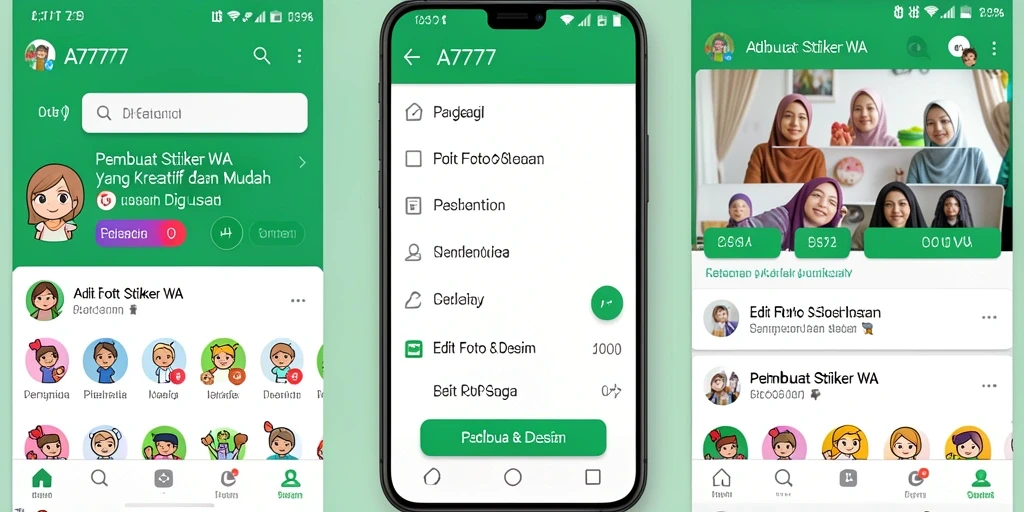 Tampilan antarmuka pengguna A7777 saat membuat stiker.