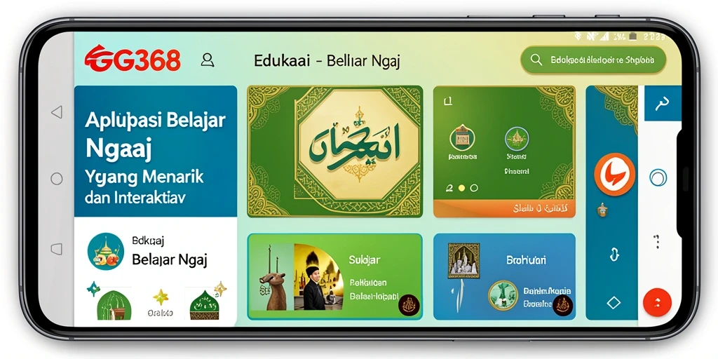 Tampilan antarmuka aplikasi GG368 yang mudah digunakan untuk belajar ngaji.