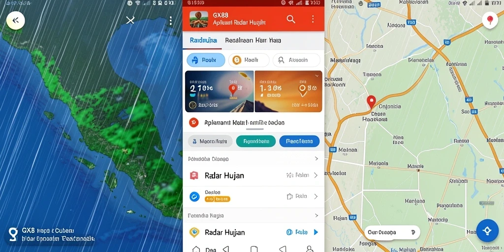 Antarmuka aplikasi GX88 menampilkan radar hujan yang jelas dan informatif.