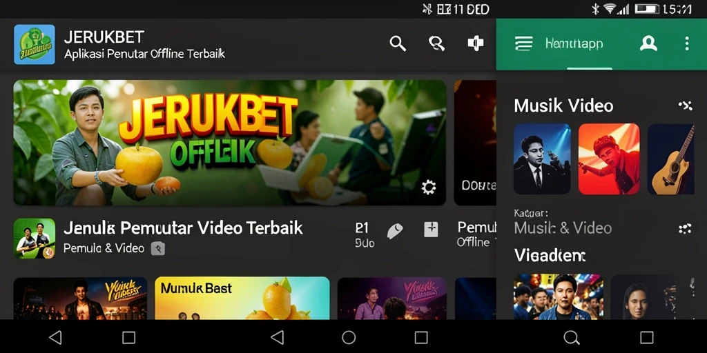 Antarmuka JERUKBET saat memutar video offline dengan fungsi sederhana.
