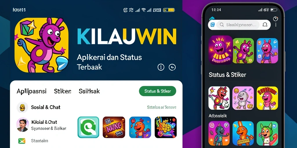 Tampilan antarmuka KILAUWIN dengan berbagai stiker menarik untuk digunakan.