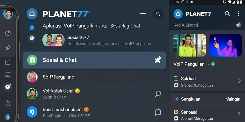 Antarmuka aplikasi VoIP Panggilan PLANET77 yang user-friendly.