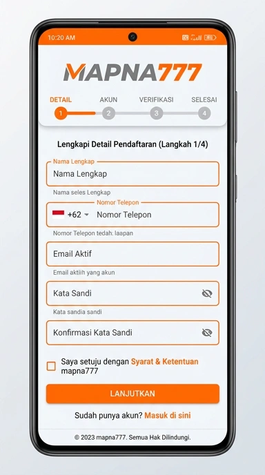 Panduan Registrasi Akun mapna777 untuk Android